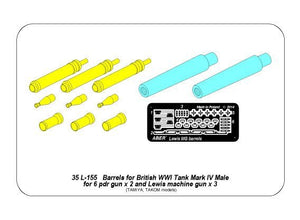 Aber 35L-155 Barrels for British WWI Tank Mark IV – Male 1/35 – immagine 9