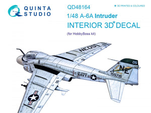 Intérieur imprimé en 3D et coloré sur papier décalcomanie Quinta Studio QD48164 A-6A Intruder (pour kit HobbyBoss) 1/48