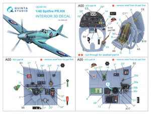 Quinta Studio QD48144 Spitfire PR.XIX 3D-Printed &amp;amp; coloured Interior on decal paper (Airfix) 1/48 – zdjęcie 12