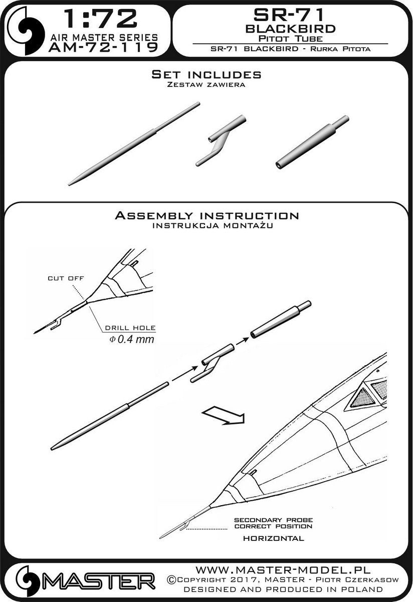 Master AM-72-119 SR-71 Blackbird - Rurka Pitota 1/72 – immagine 4
