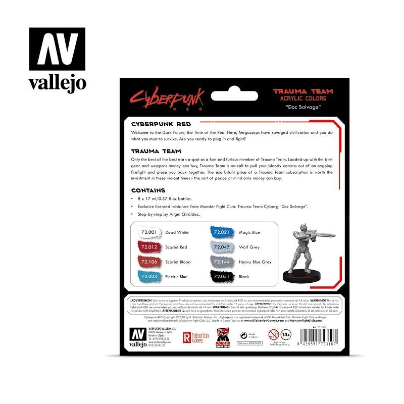 Vallejo 72310 Cyberpunk RED Trauma Team Paint Set 8x17ml – immagine 2