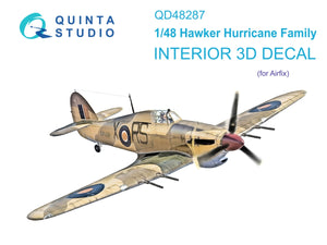 Quinta Studio QD48287 Hawker Hurricane family 3D-Printed &amp;amp; coloured Interior on decal paper (Airfix) 1/48