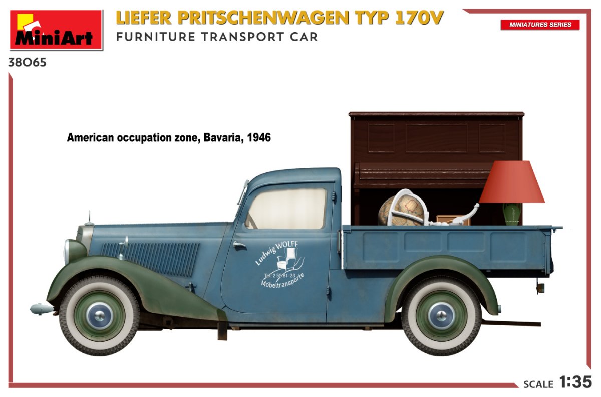 MiniArt 38065 LIEFER PRITSCHENWAGEN TYP 170V. FURNITURE TRANSPORT CAR 1/35 – immagine 10