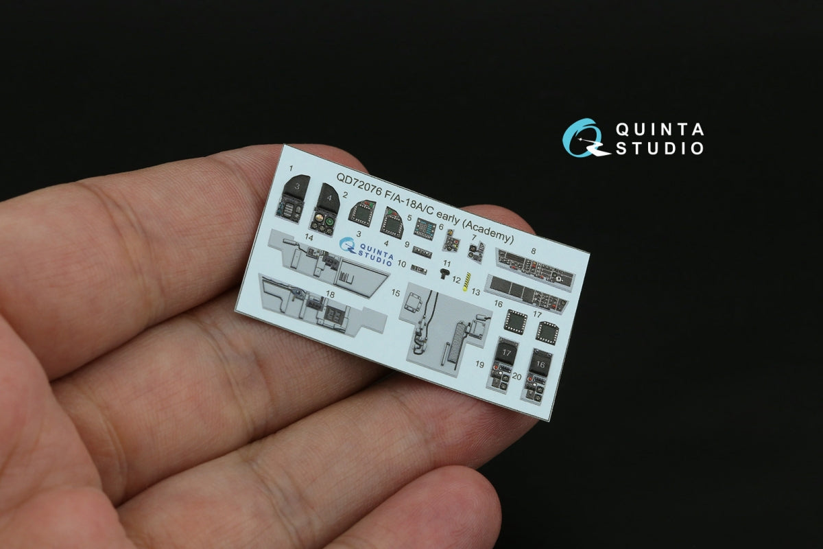 Quinta Studio QD72076 F/A-18A/C early 3D-Printed &amp;amp; coloured Interior on decal paper (Academy) 1/72 – zdjęcie 3