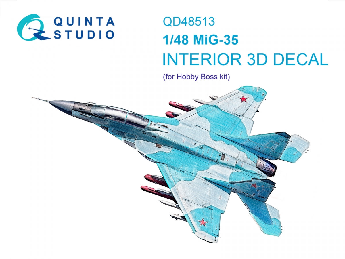 Quinta Studio QD48513 MiG-35 3D-Printed colored Interior on decal paper (HobbyBoss) 1/48