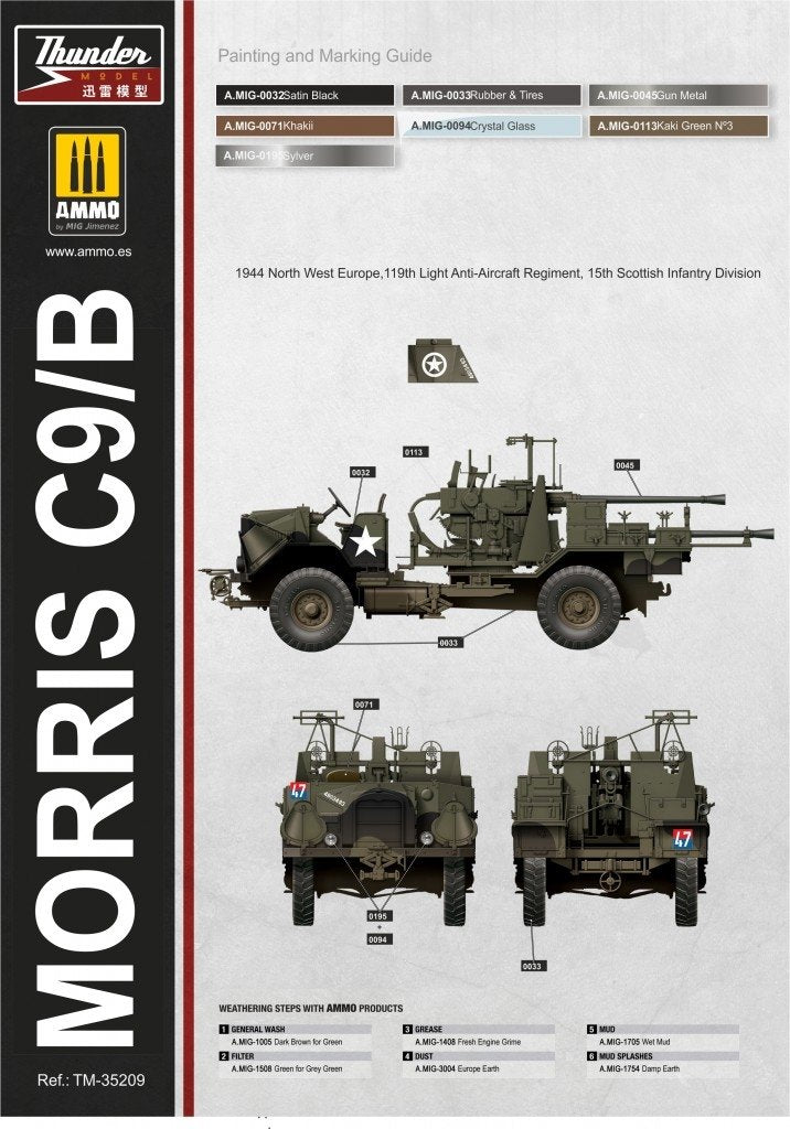 Thunder Model 35209 Morris Bofors C9/B Late The Iconic British WWII Gun Truck 1/35 – immagine 13