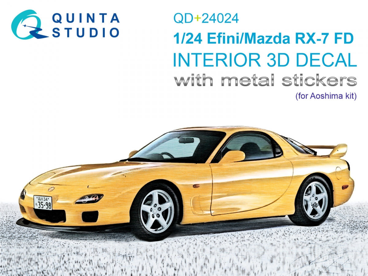 Quinta Studio QD+24024 Efini-Mazda RX-7FD 3D-Printed & coloured Interior on decal paper (Aoshima) 1/24