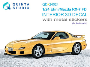 Quinta Studio QD+24024 Efini-Mazda RX-7FD 3D-Printed &amp; coloured Interior on decal paper (Aoshima) 1/24
