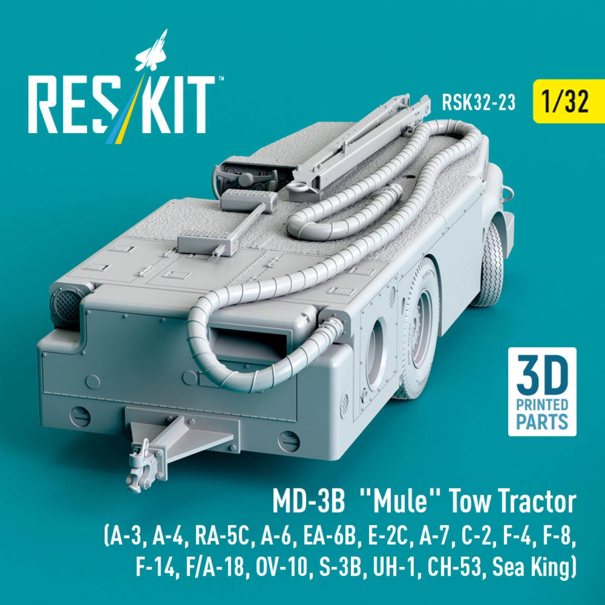 RESKIT RSK32-0023 MD-3B "Mule" Tow Tractor (3D Printed model kit) 1/32