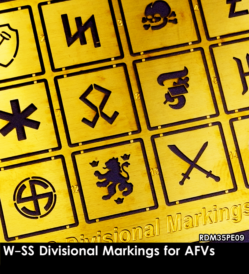 Marquages ​​divisionnaires W-SS pour véhicules blindés RADO Miniatures RDM35PE09 à l'échelle 1/35