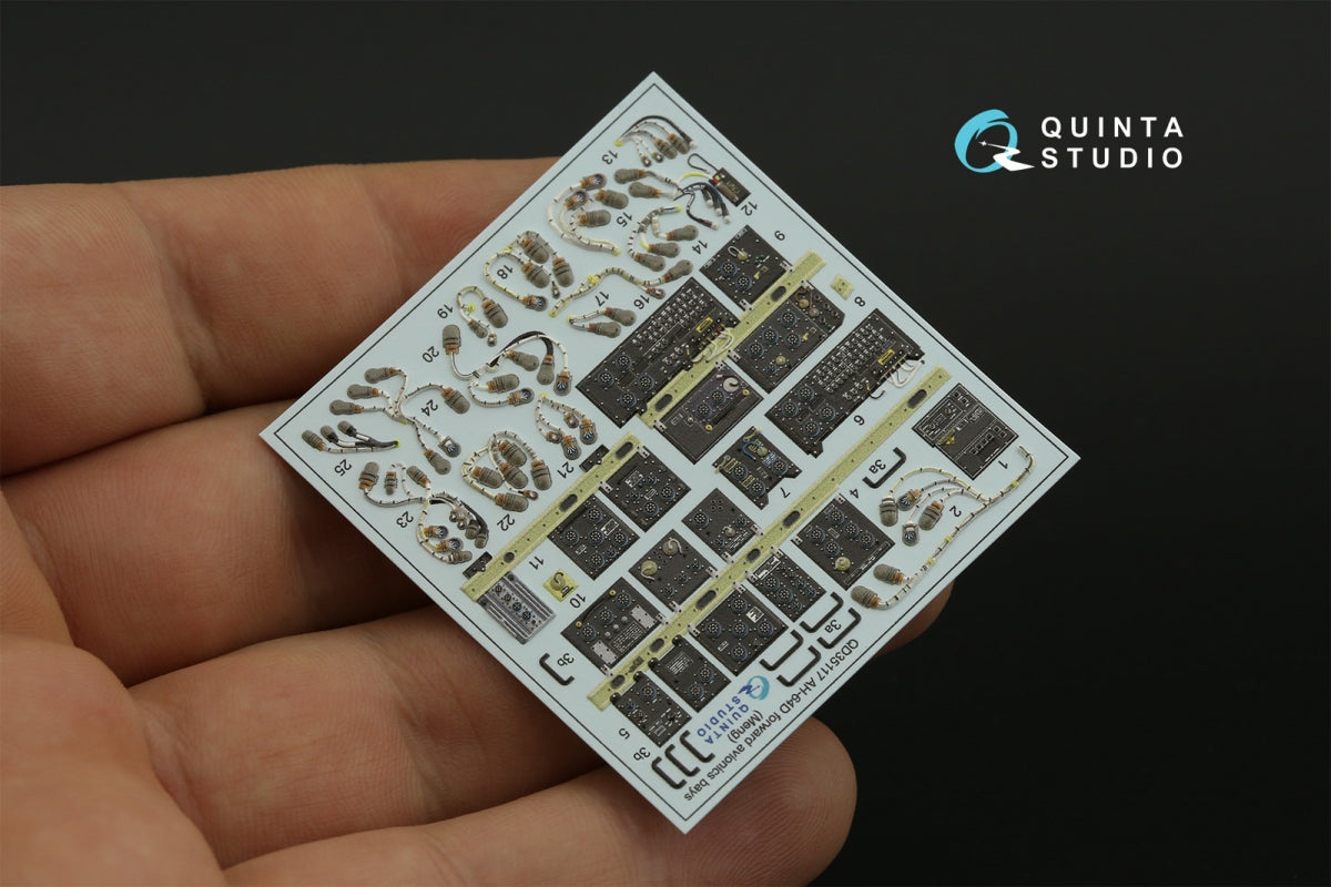 Quinta Studio QD35117 AH-64D Extended forward avionics bays 3D-Printed &amp;amp; coloured Interior on decal paper (Meng) 1/35 – Bild 5
