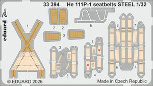 Eduard 33394 Heinkel He-111 P-1 Steel Seatbelts Zoom Set for REVELL 1/32