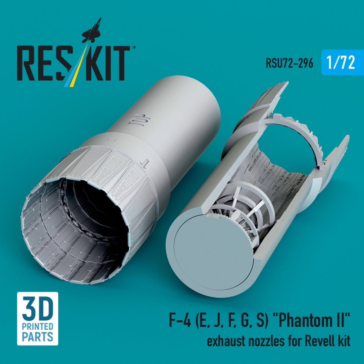 RESKIT RSU72-0296 F-4 (E, J, F, G, S) &amp;quot;Phantom II&amp;quot; exhaust nozzles for Revell kit (3D Printed) 1/72 – immagine 3