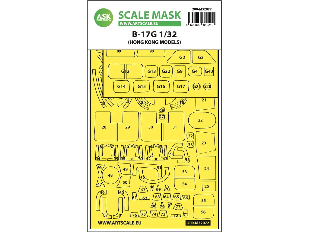 Art Scale Kit M32072 B-17 G Express Fit Mask for HK Model 1/32