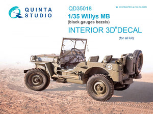 Quinta Studio QD35018 Willys MB 3D-Printed &amp;amp; coloured Interior on decal paper (for all kit) 1/35