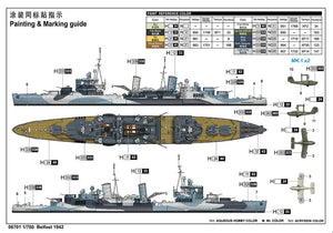 Trumpeter 06701 Royal Navy light cruiser Belfast 1942 1/700 – immagine 4