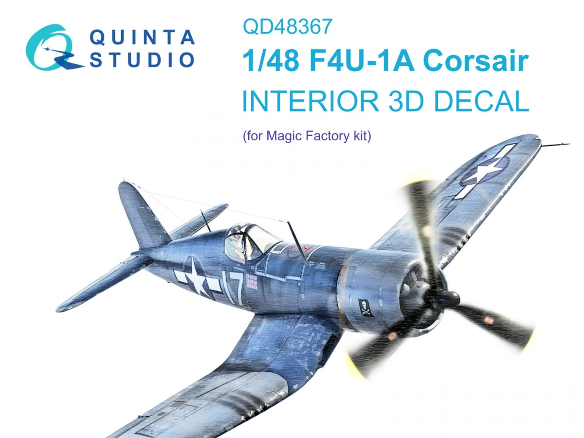 Quinta Studio QD48367 F4U-1A 3D-Printed &amp;amp; coloured Interior on decal paper (Magic Factory) 1/48