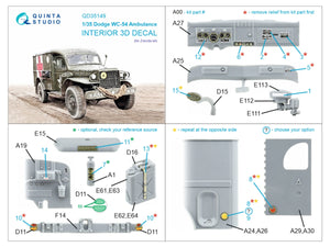 Quinta Studio QD35149 Dodge WC-54 Ambulance 3D-Printed &amp;amp; coloured Interior on decal paper (Zvezda) 1/35 – Bild 2