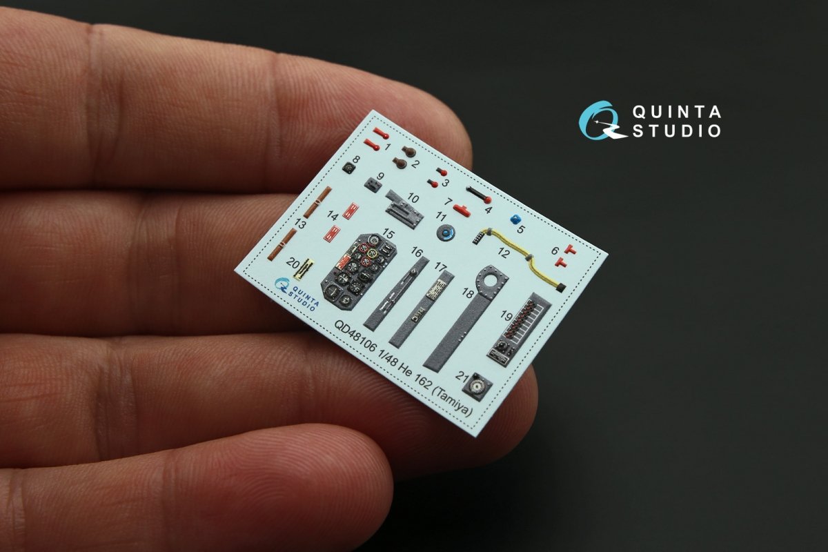 Intérieur imprimé en 3D et coloré sur papier décalcomanie Quinta Studio QD48106 He-162 (pour maquette Tamiya) 1/48 – image 6