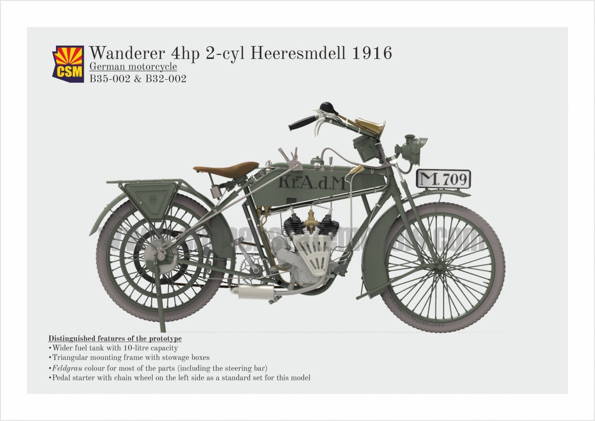 Copper State Models B35-002 Wanderer 4PS 1916 Motorcycle 1/35