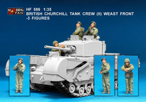 Hobby Fan HF586 BRITISH CHURCHILL TANK CREW (II) WEAST FRONT-3 FIGURES