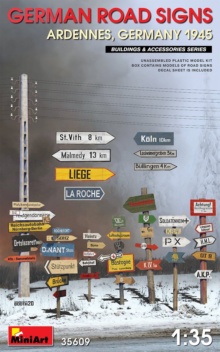 MiniArt 35609 German Road Signs Ardennes, Germany 1945 1/35