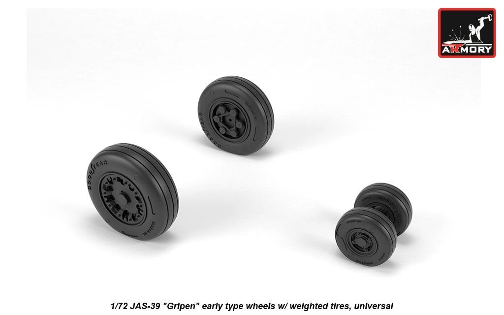 Armory Models AW72503 JAS-39 Gripen wheels w/ weighted tires, early 1/72 – immagine 2