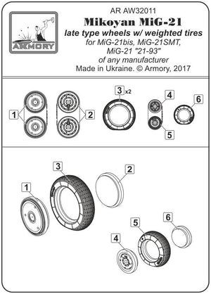 Armory Models AW32011 Roues Fishbed pour Mikoyan MiG-21 avec pneus lestés, fin de série, échelle 1/32 – image 6