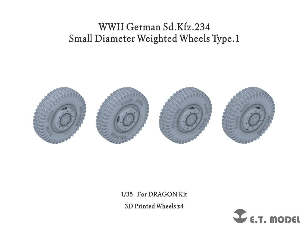 E.T. Model P35-101 WWII German Sd.Kfz.234 Small Diameter Weighted Wheels Type.1 1/35 – zdjęcie 2