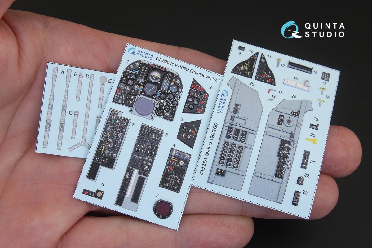Quinta Studio QD32051 F-105D 3D-Printed &amp;amp; coloured Interior on decal paper (for Trumpeter kit) 1/32 – immagine 2
