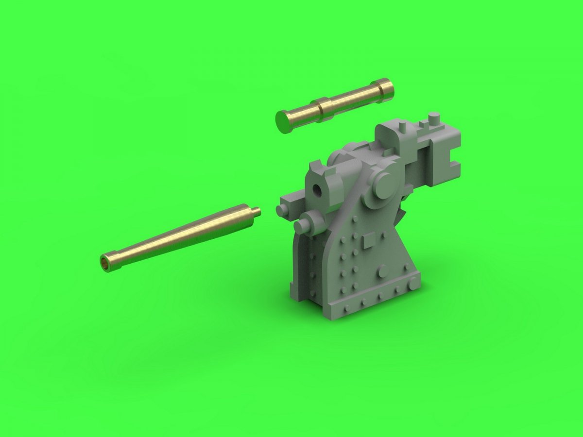 Master SM-350-102 Francuskie działo szkoleniowe 90mm model 1935 – używane na okrętach klasy Richelieu i Dunkerque – (elementy żywiczne, metalowe i blaszka fototrawiona) – (4 szt.) 1/350 – immagine 3