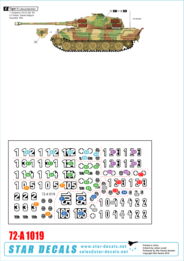 Star Decals 72-A1019 Western Front Tigers # 1 1/72 – immagine 2