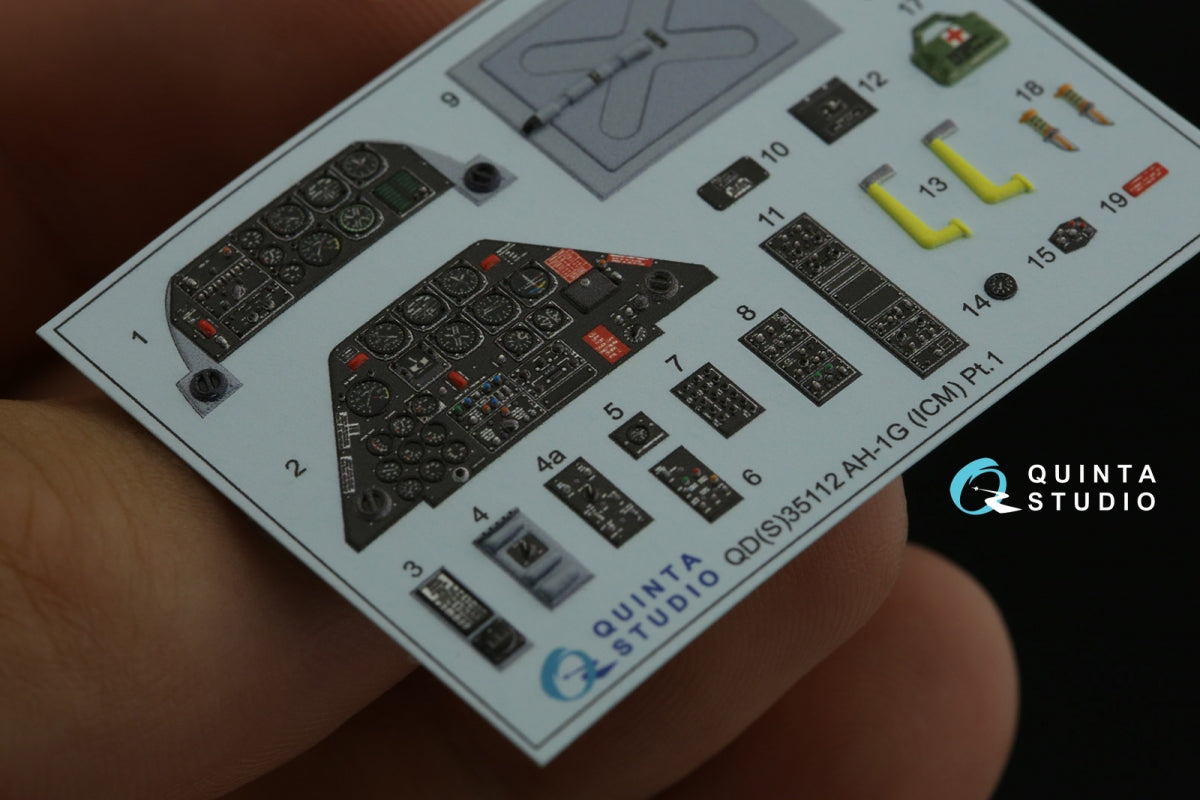 Quinta Studio QD35112 AH-1G Cobra 3D-Printed &amp;amp; coloured Interior on decal paper (ICM) 1/35 – immagine 7