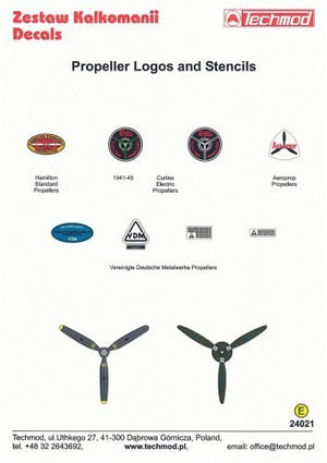 Techmod 24021 Propeller logos and stencils / Oznakowanie śmigieł 1/24