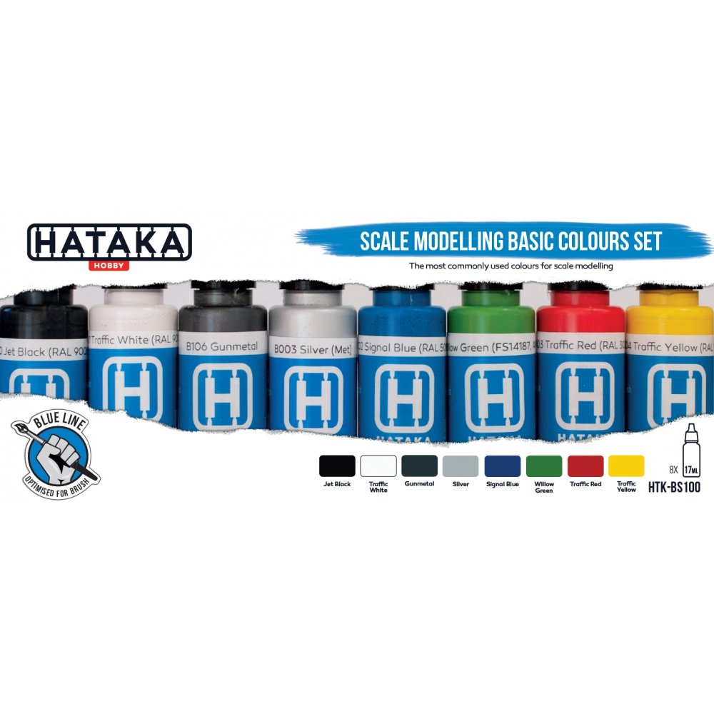Hataka HTK-BS100 Scale Modelling Basic Colours set (8x17ml) – Bild 2