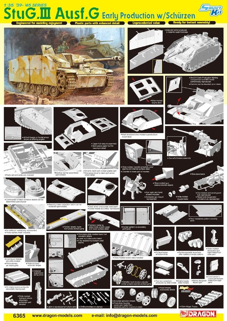 Dragon 6365 StuG III Ausf.G Early Production w/Schurzen 1/35