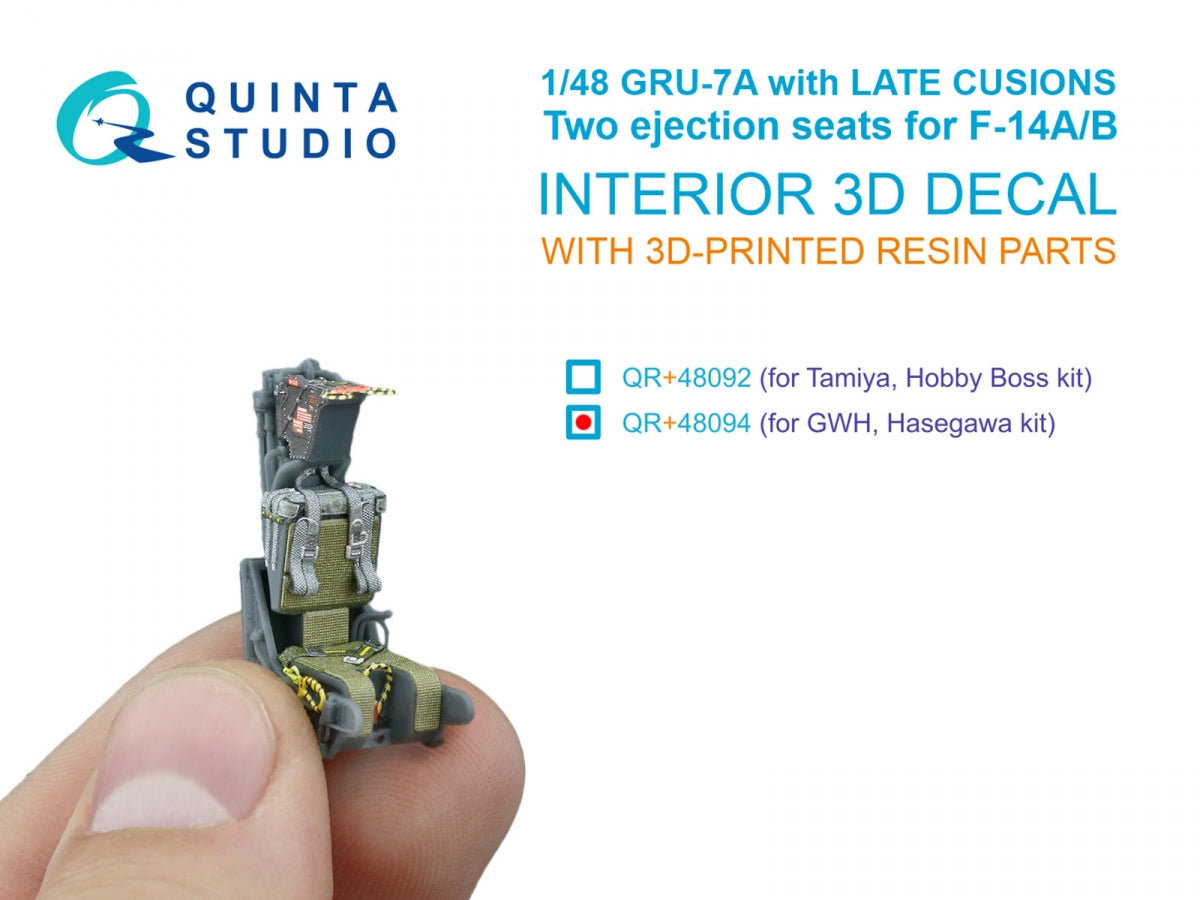 Quinta Studio QR+48094 GRU-7A late, 2 ejection seats for F-14 A/F-14B (Hasegawa, GWH) 1/48