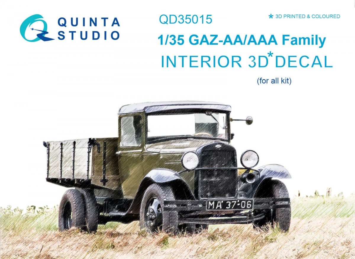 Quinta Studio QD35015 GAZ-AA/AAA family 3D-Printed &amp; colored Interior on decal paper (for all kit) 1/35