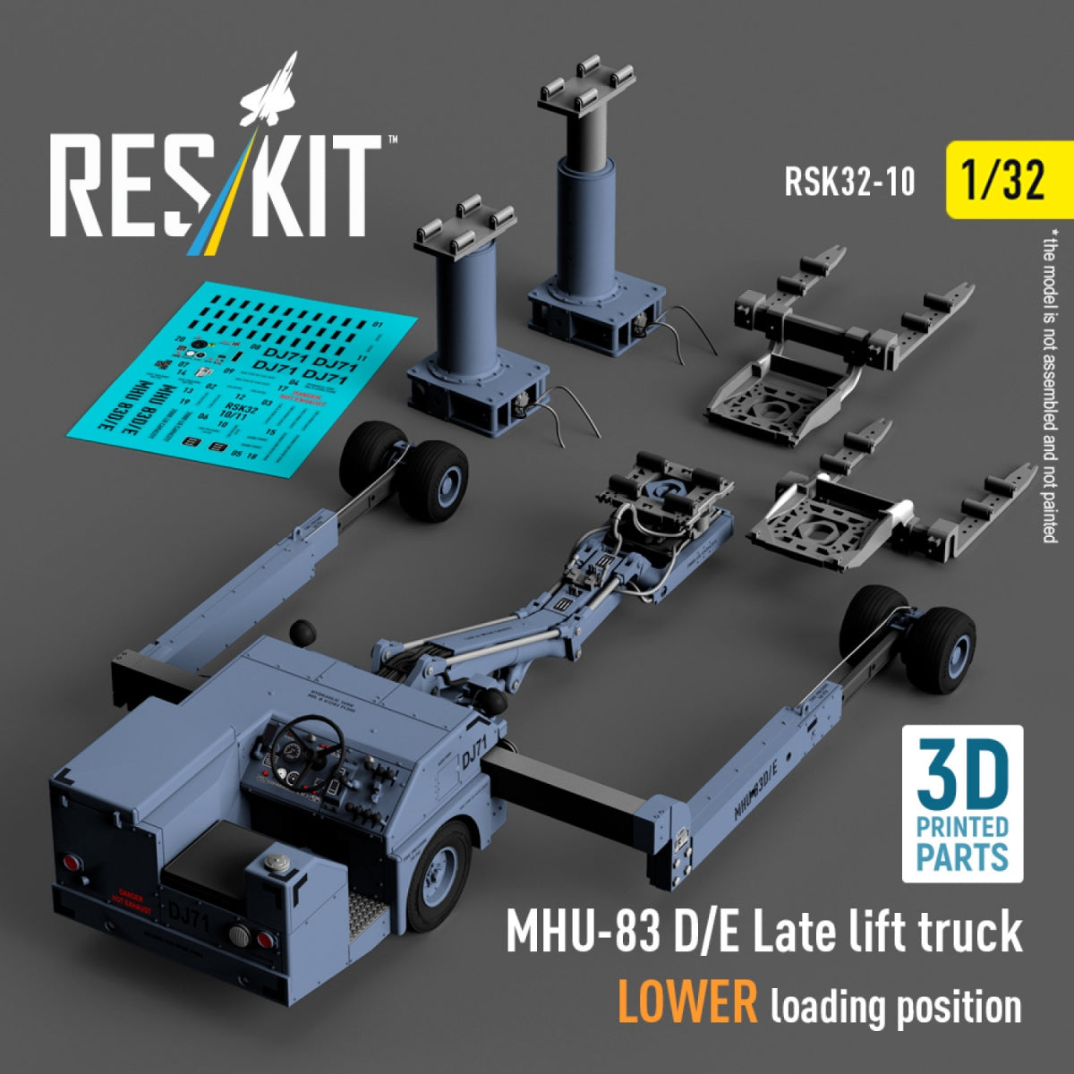 RESKIT RSK32-0010 MHU-83 D/E Chariot élévateur tardif, position de chargement inférieure (kit de maquette imprimé en 3D) 1/32 – image 3
