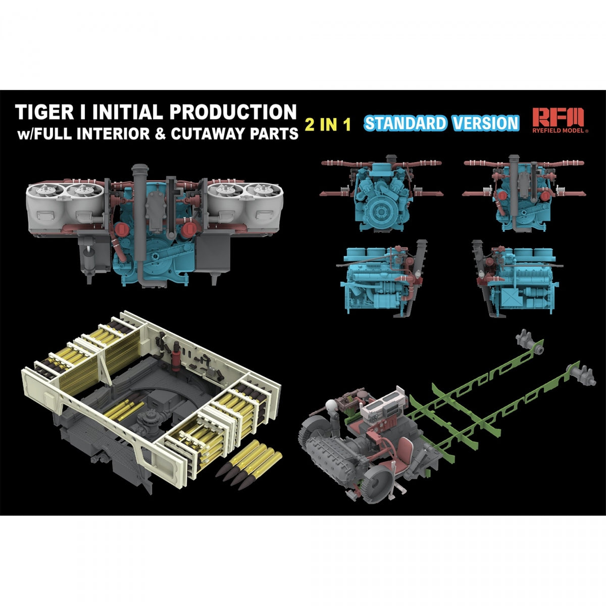 Rye Field Model 5130 Tiger I Initial Production Early 1943 w/ Full Interior Standard Version 1/35 – immagine 3
