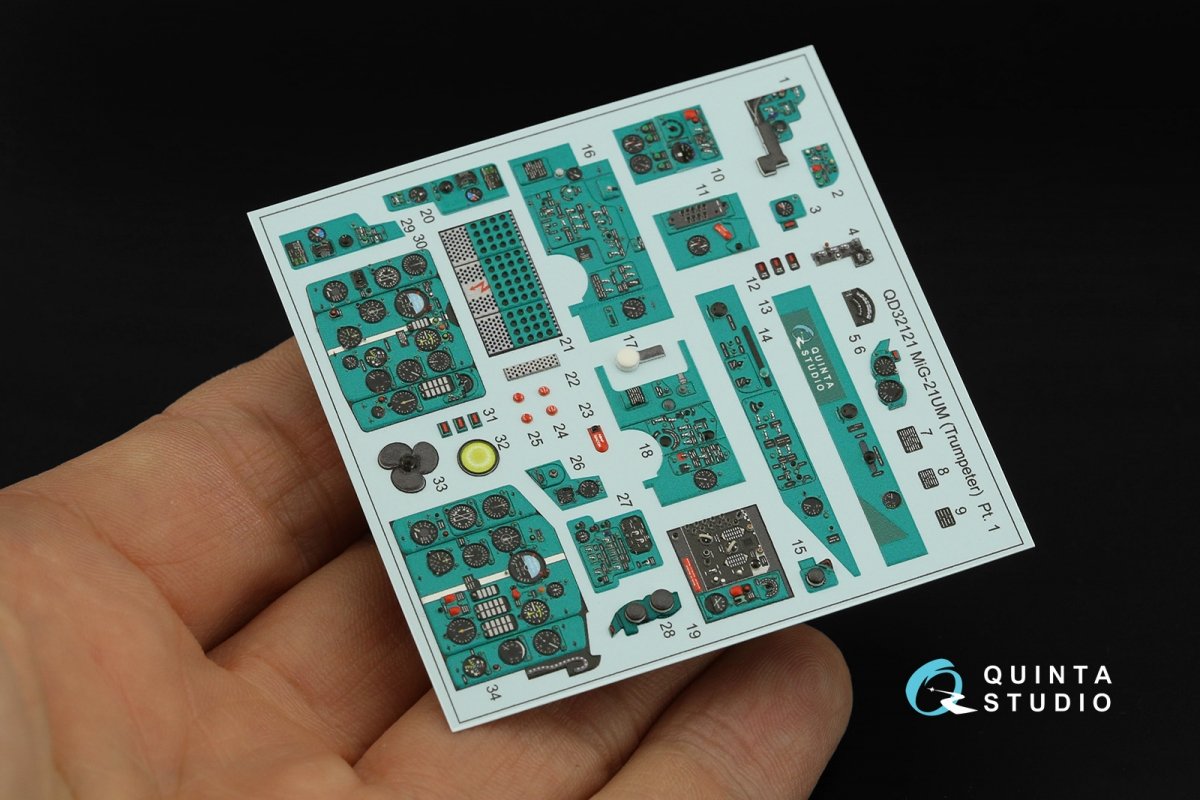 Quinta Studio QDS-32121 MiG-21UM 3D-Printed &amp;amp; coloured Interior on decal paper (Trumpeter) (Small version) 1/32 – zdjęcie 7