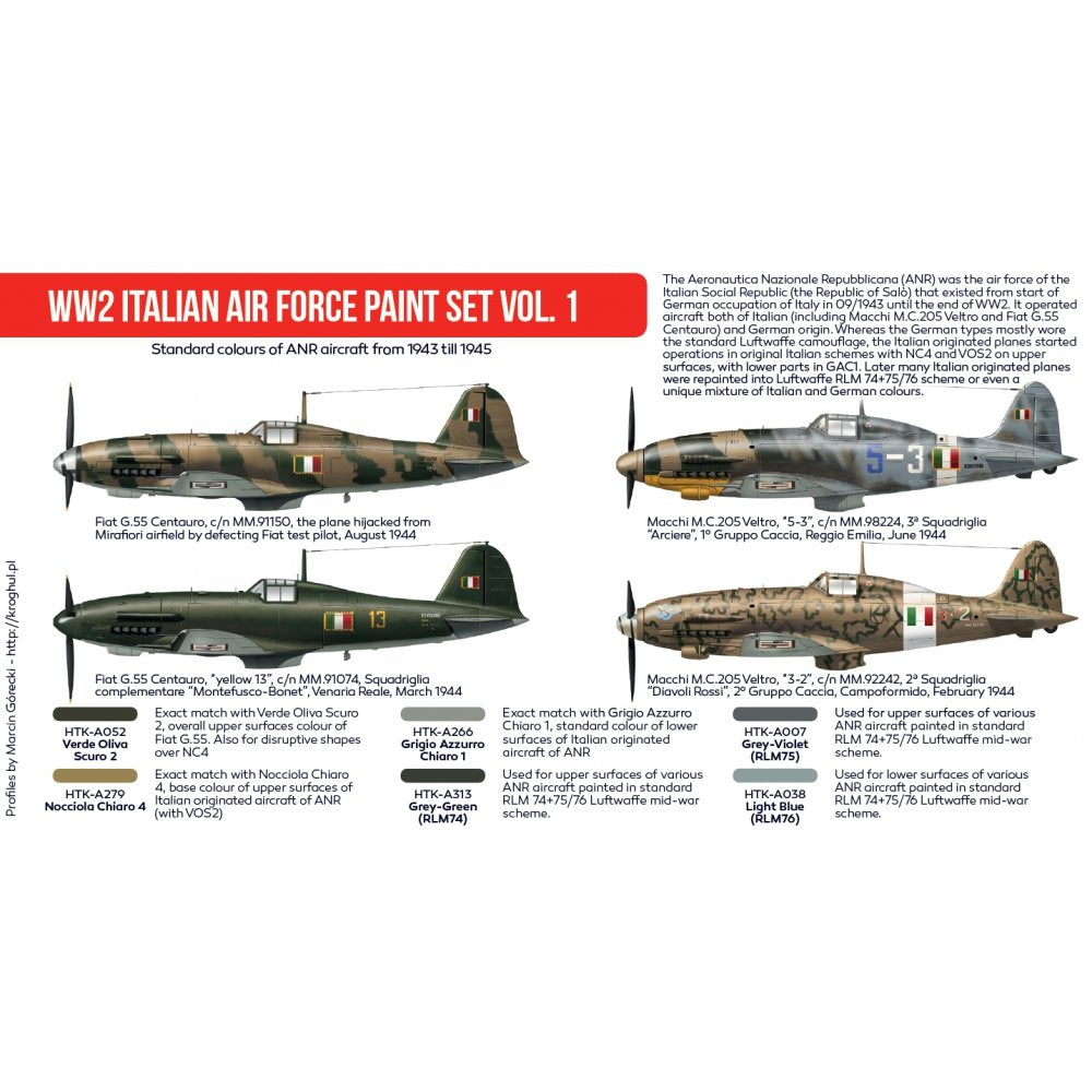 Hataka Hobby HTK-AS103 Coffret de peinture pour l&amp;#39;armée de l&amp;#39;air italienne de la Seconde Guerre mondiale, vol. 1 – image 3