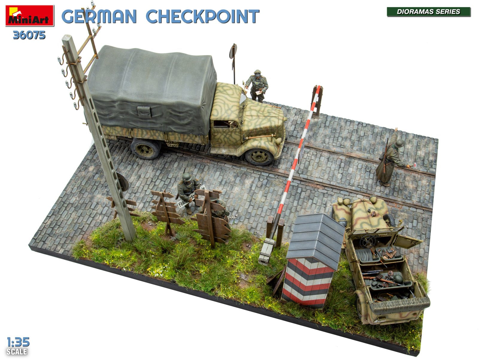 MiniArt 36075 German Checkpoint. 3t Cargo Truck 3,6-36S &amp;amp; Kfz.1 Type 170VK w/ Feldgendarmerie. Big Set 1/35 – zdjęcie 8