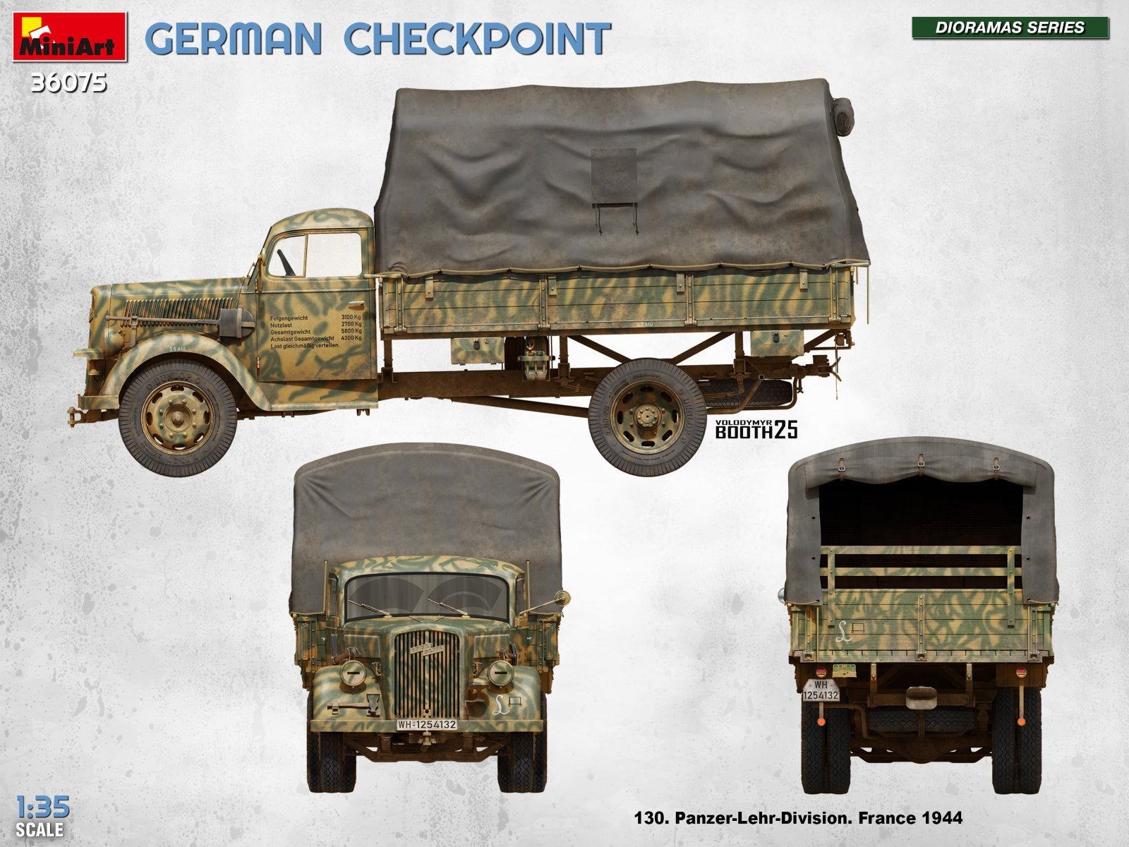 MiniArt 36075 German Checkpoint. 3t Cargo Truck 3,6-36S &amp;amp; Kfz.1 Type 170VK w/ Feldgendarmerie. Big Set 1/35 – zdjęcie 47