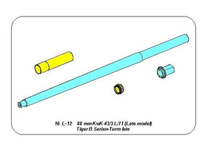 Aber 16L-12 Lufa 88 mm KwK 43/3 L/71 do Tiger B Serien-Turm / 88 mm KwK 43/3 L/71 (Late model) Tiger B Serien-Turm late 1/16 – immagine 7