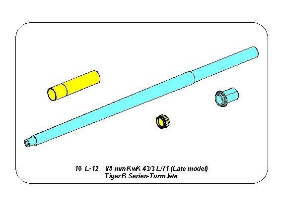 Aber 16L-12 Lufa 88 mm KwK 43/3 L/71 do Tiger B Serien-Turm / 88 mm KwK 43/3 L/71 (Late model) Tiger B Serien-Turm late 1/16 – immagine 7