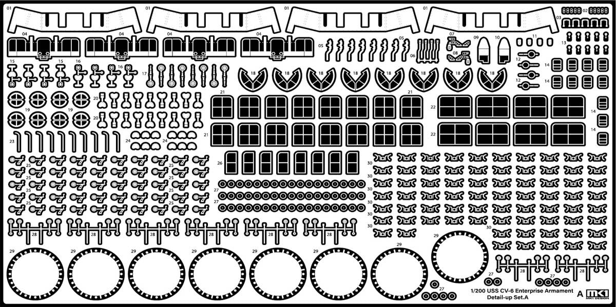 MK1 Design MD-20022 USS CV-6 Enterprise DX with Full Wooden Deck for Trumpeter 1/200 – immagine 83