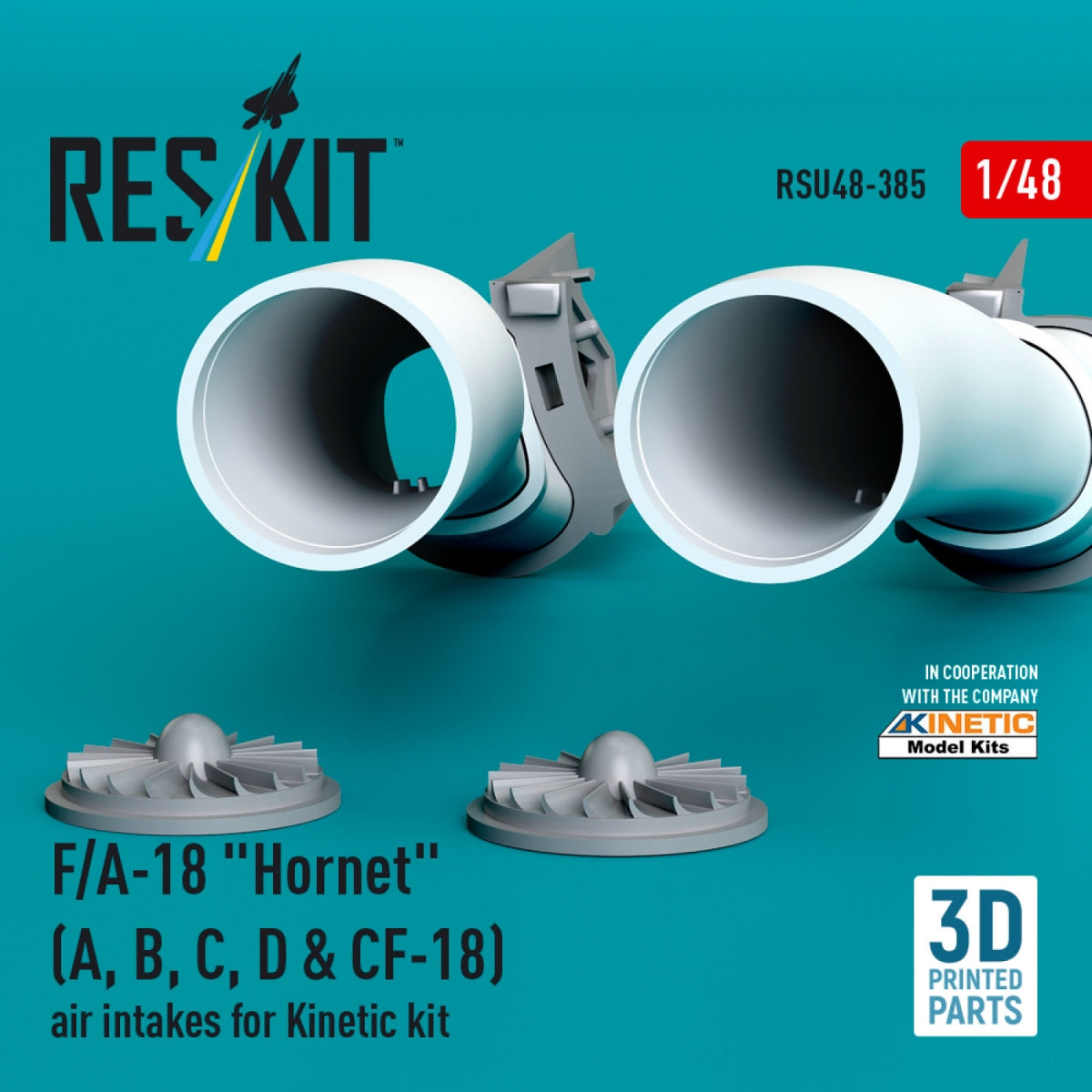 RESKIT RSU48-0385 F/A-18 &amp;quot;Hornet&amp;quot; (A, B, C, D &amp;amp; CF-18) air intakes for Kinetic kit (3D Printed) 1/48 – imagen 2