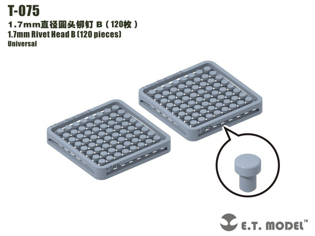 Rivets à tête B, modèle T-075 de 1,7 mm (120 pièces)