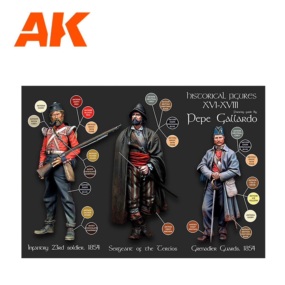 AK Interactive AK11762 SIGNATURE SET – HISTORICAL FIGURES S. XVI-XVIII BY PEPE GALLARDO PAINT SET 18x17 ml – Bild 5
